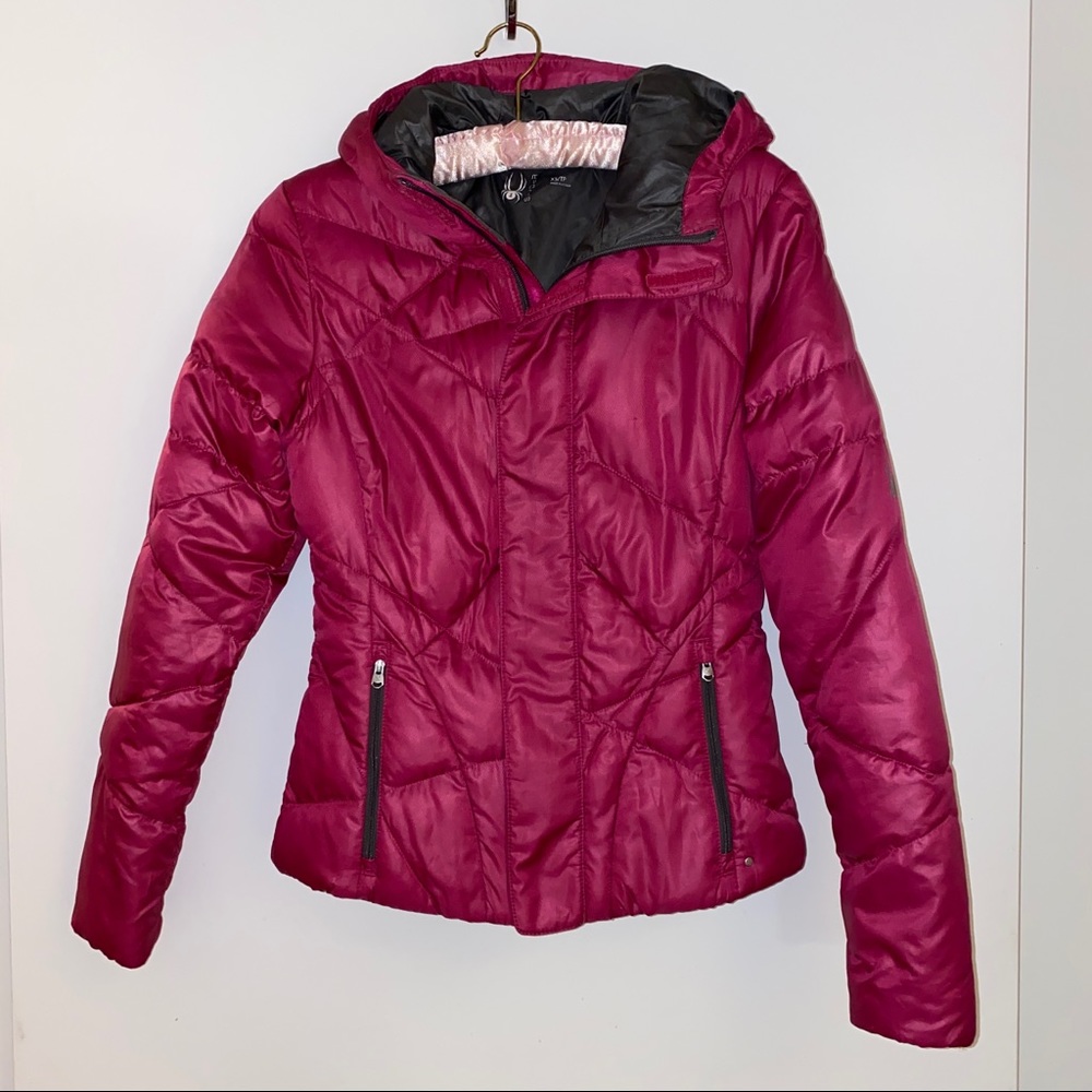 Spyder synthetic down filled hooded jacket size xs